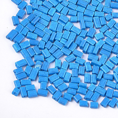 Baking Paint Glass Flat Beads, Rectangle