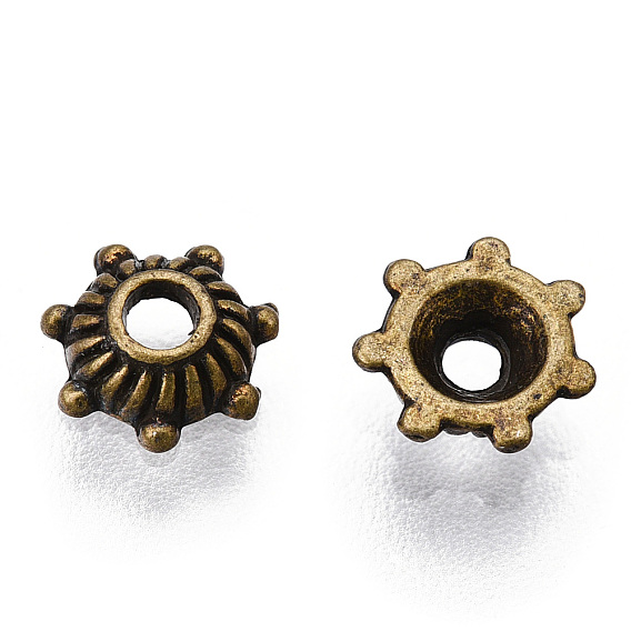 Tibetan Style Zinc Alloy Bead Caps, Multi-Petal, Cadmium Free & Lead Free