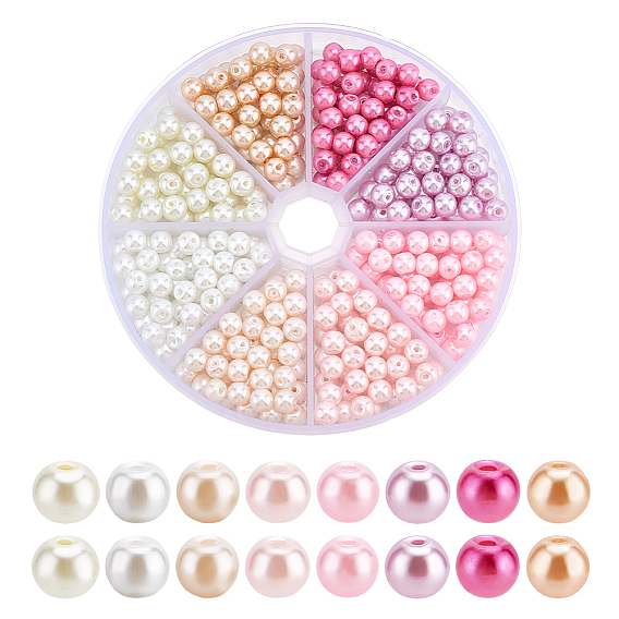 296 шт. 8 цветные стеклянные бусины-жемчужины, окрашенные методом выпекания