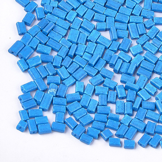 Baking Paint Glass Flat Beads, Rectangle