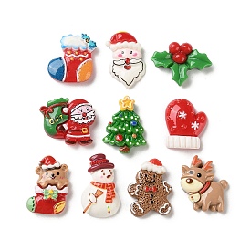 Кабошоны из непрозрачной рождественской смолы, разнообразные