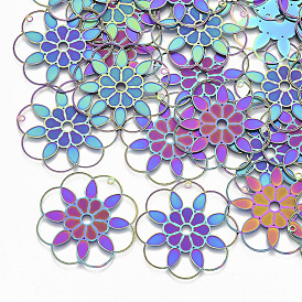 Ion Plating(IP) 304 Stainless Steel Filigree Pendants, Etched Metal Embellishments, Flower