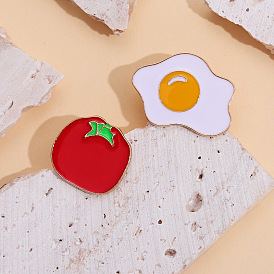 Cute Tomato Egg Alloy Brooch for Clothes and Bags Decoration