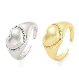 Long-Lasting Plated Brass Cuff Rings, Heart Open Rings for Women