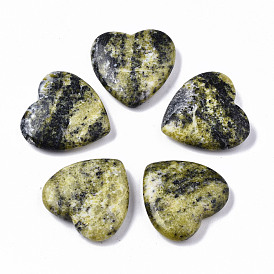 Natural Yellow Turquoise(Jasper) Heart Love Stone, Pocket Palm Stone for Reiki Balancing