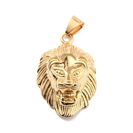 Ion Plating(IP) 304 Stainless Steel Big Pendants, Lion Head