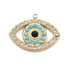 304 из нержавеющей стали Кристалл Rhinestone подвески, очарование сглаза, ионное покрытие (ip)