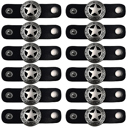 12Pcs PU Leather with Brass Scarf Buckle, Scarf Clips, Shawl Neckerchief Holder For Women Men