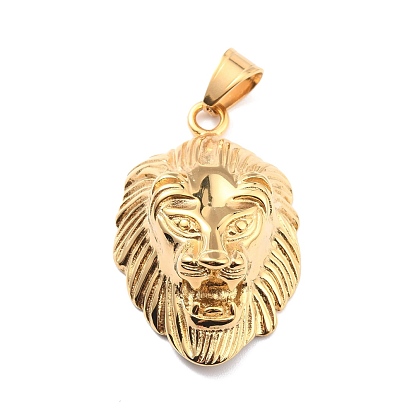 Ion Plating(IP) 304 Stainless Steel Big Pendants, Lion Head