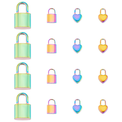 16шт 4 стиль 201 и 304 подвески из нержавеющей стали, замок и сердце