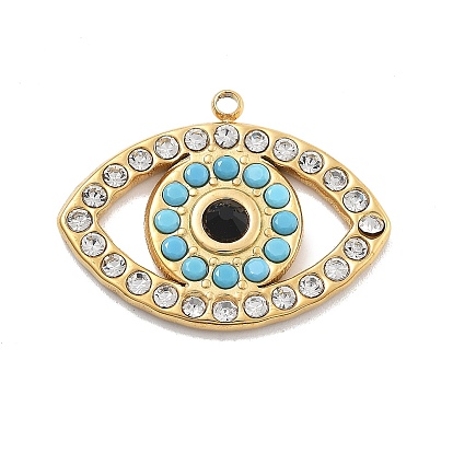 304 из нержавеющей стали Кристалл Rhinestone подвески, очарование сглаза, ионное покрытие (ip)