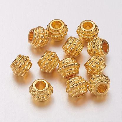 Tibetan Silver Beads, Lead Free and Cadmium Free, Barrel, 8mm in diameter, 6.5mm thick, hole: 3.5mm