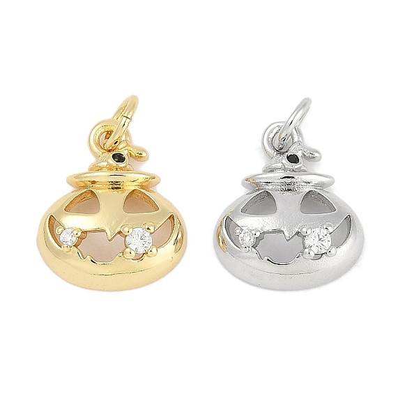 Стойки обшивки латунные подвески, с кубического циркония, хэллоуин тыквенные амулеты, долговечный, без свинца и без кадмия, с целью перехода в кольце