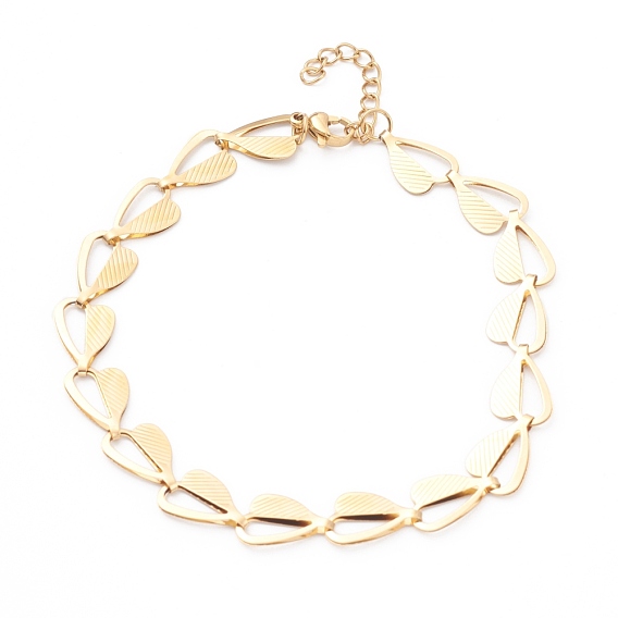 Вакуумное покрытие pvd 304 браслеты из нержавеющей стали с текстурированными сердечками, с карабин-лобстерами 