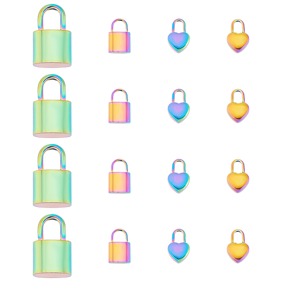 16шт 4 стиль 201 и 304 подвески из нержавеющей стали, замок и сердце