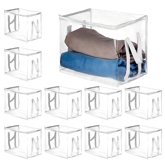 Sacs à fermeture éclair transparents en PVC de grande capacité avec poignée pour ranger les livres, rectangle