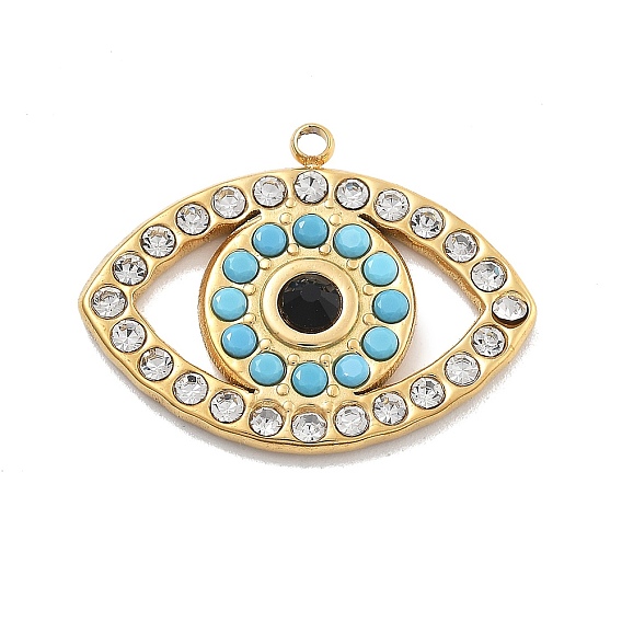 304 из нержавеющей стали Кристалл Rhinestone подвески, очарование сглаза, ионное покрытие (ip)