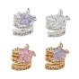 Brass Micro Pave Cubic Zirconia European Beads, Large Hole Beads, Twisted Column & Star