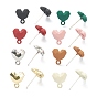 Spray Painted Alloy Stud Earrings Findings, with 925 Sterling Silver Pins and Loops, Heart, Silver