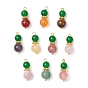 10шт 10 стили смешанные каменные круглые бусины подвески, с медными петлями, смешанные окрашенные и неокрашенные