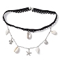 304 цепи для ножек из нержавеющей стали с кисточками в виде морских звезд, ракушек и черепах, черные эластичные украшения для тела с натуральными подвесками из ракушек для женщин