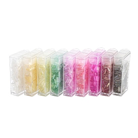 10G Ceylon Glass Twist Bugle Beads, Transparent Colours Rainbow