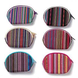 Stripe Pattern Cotton Clothlike Bags, Change Purse, with Handle Rope