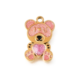 304 нержавеющей стальной эмали подвески, bear with word i love u charms, с блеском порошок, ионное покрытие (ip)
