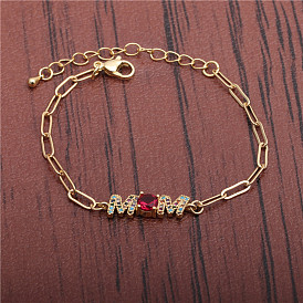 Hip Hop Micro Pave CZ MOM Cuban Link Bracelet - Perfect Mother's Day Gift!