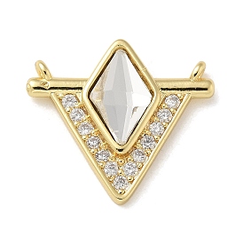 Brass Micro Pave Clear Cubic Zirconia Pendants, Triangle Charms