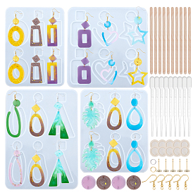 Olycraft DIY Earring Making Kits, with Silicone Molds, for UV Resin, Epoxy Resin Pendant Making, Brass Earring Hooks, Iron Ear Stud Findings