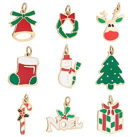 9piezas 9 estilo tema navideño 316 dijes de esmalte de acero inoxidable quirúrgico, formas mixtas, color mezclado