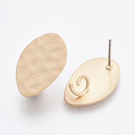 Hallazgos de aretes lisos de hierro, con bucle, alfileres crudos (sin chapar), sin plomo y cadmio, oval