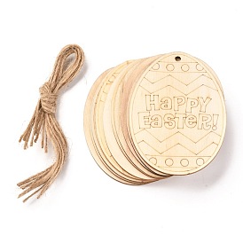 DIY Egg Shape Handmade Hollow Out Graffiti Wood, Easter Theme Pendant Decorations