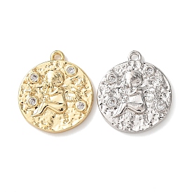 Латунные микро проложить кубического циркония подвески, плоская круглая форма с подвесками в виде купидона, долговечный