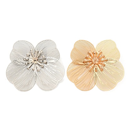 Шапочки и конусы для бусин, латунные, с железными петлями, цветок