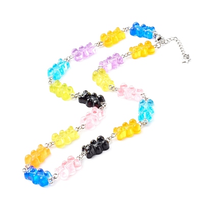 Bear Resin Link Chain Necklaces