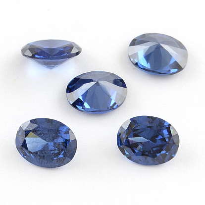 Oval Shaped Cubic Zirconia Pointed Back Cabochons, Faceted