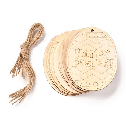 DIY Egg Shape Handmade Hollow Out Graffiti Wood, Easter Theme Pendant Decorations