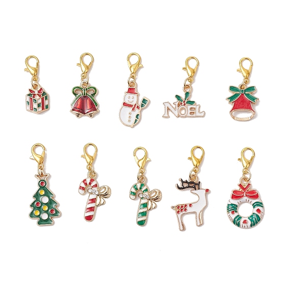 10 шт. рождественские украшения из эмалевого сплава, с карабин-лобстерами , разнообразные