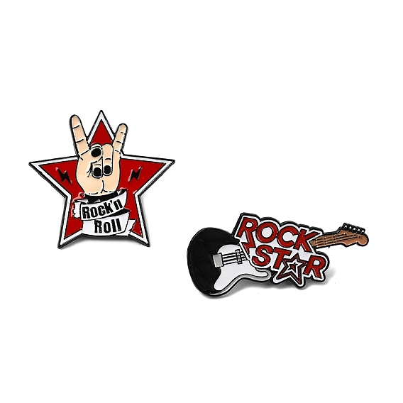 Эмалированные значки на тему рока, Черные металлические застежки для значков на лацкан для рюкзака или одежды