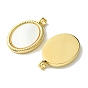Ion Plating(IP) 304 Stainless Steel Pave Shell Pendants, Oval Charms