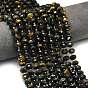 Нити бусин из натурального желтого и синего тигрового глаза, граненые, рондель, с бисером, окрашенные