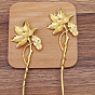 Alloy Lotus Hair Sticks for Enamel, Cabochons Settings, Long-Lasting Plated Hair Accessories for Women