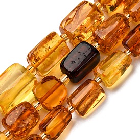 Нити бусин из натурального янтаря градиентного цвета, прямоугольные, с бисером