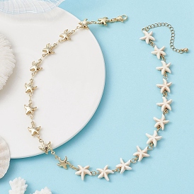304 Колье из нержавеющей стали и синтетической бирюзы для женщин, форма морской звезды