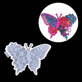 Butterfly with Flower Cup Mat Silicone Molds, Resin Coaster Molds, for UV Resin & Epoxy Resin Craft Making