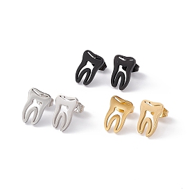 304 Stainless Steel Tooth Shape Stud Earrings for Men Women
