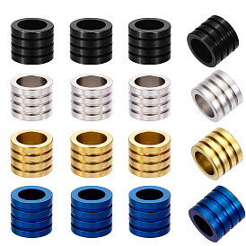 16шт 4 цвета 304 шарики из нержавеющей стали, бусины с большим отверстием, желобчатый, колонка