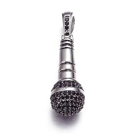 316 большие подвески из хирургической нержавеющей стали, со стразами, микрофон